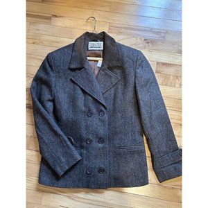 vintage jacket Character Suburban Wear Sz 10 Academia Preppy Tweed Suede Collar